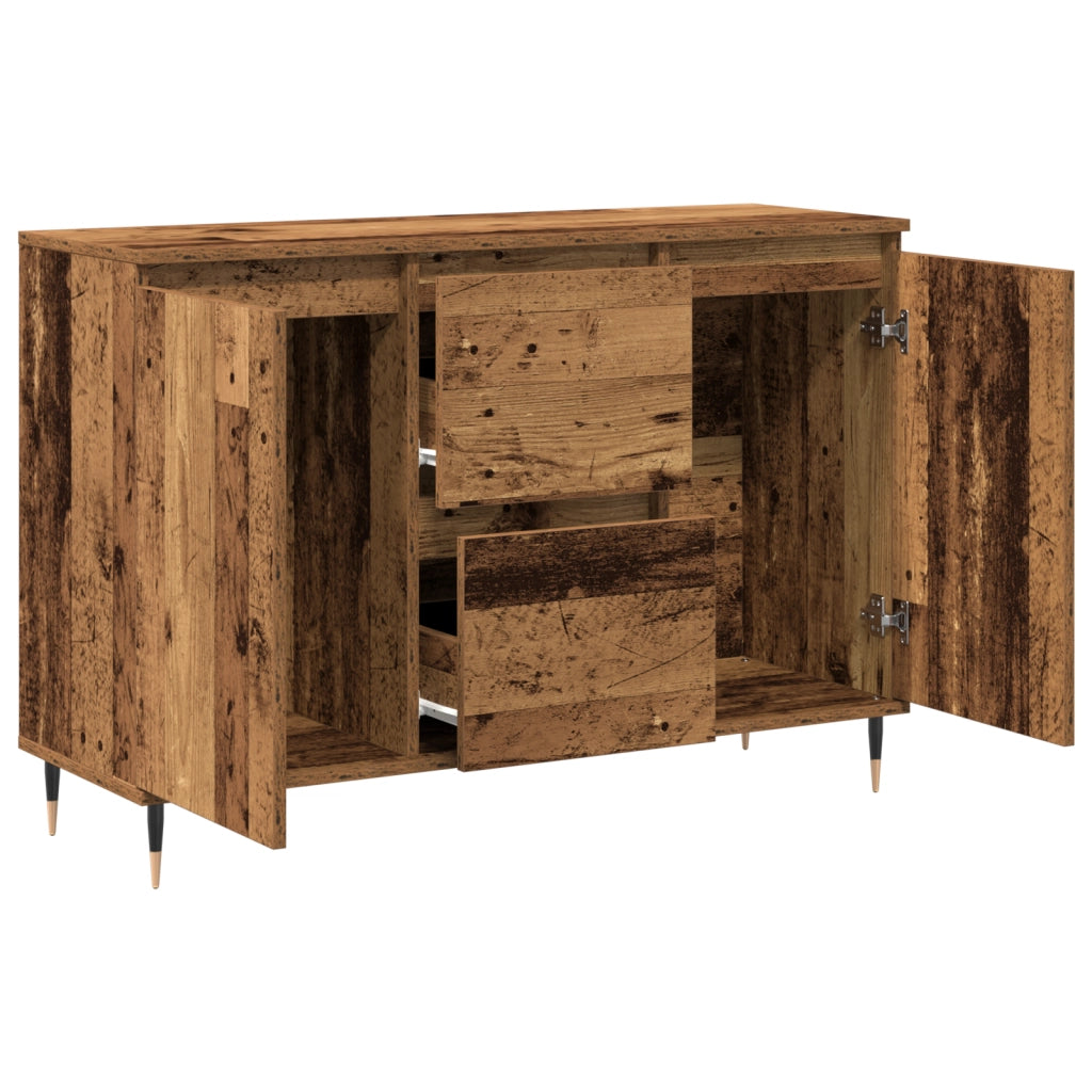 Credenza con porte e cassetti in legno vecchio 101,5x35x70 cm