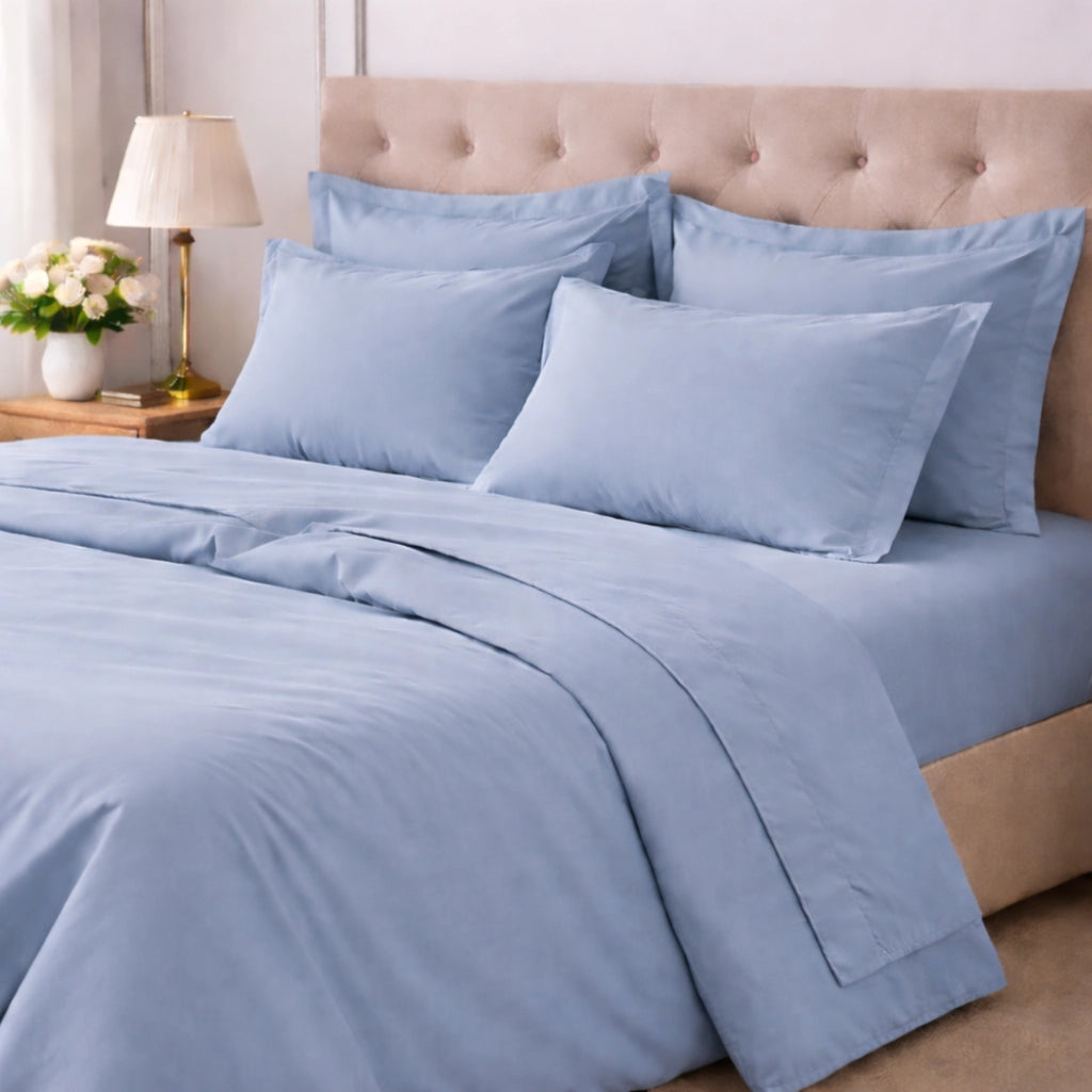Rotihamo, set Completo Letto Singolo in Cotone, blu Cadetto