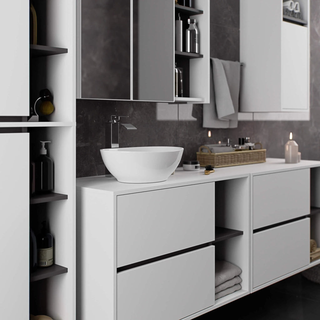 Colonna bagno sospesa VAMI Bianco, Grigio Grafite 50 cm 2 ante 50x30x170 cm