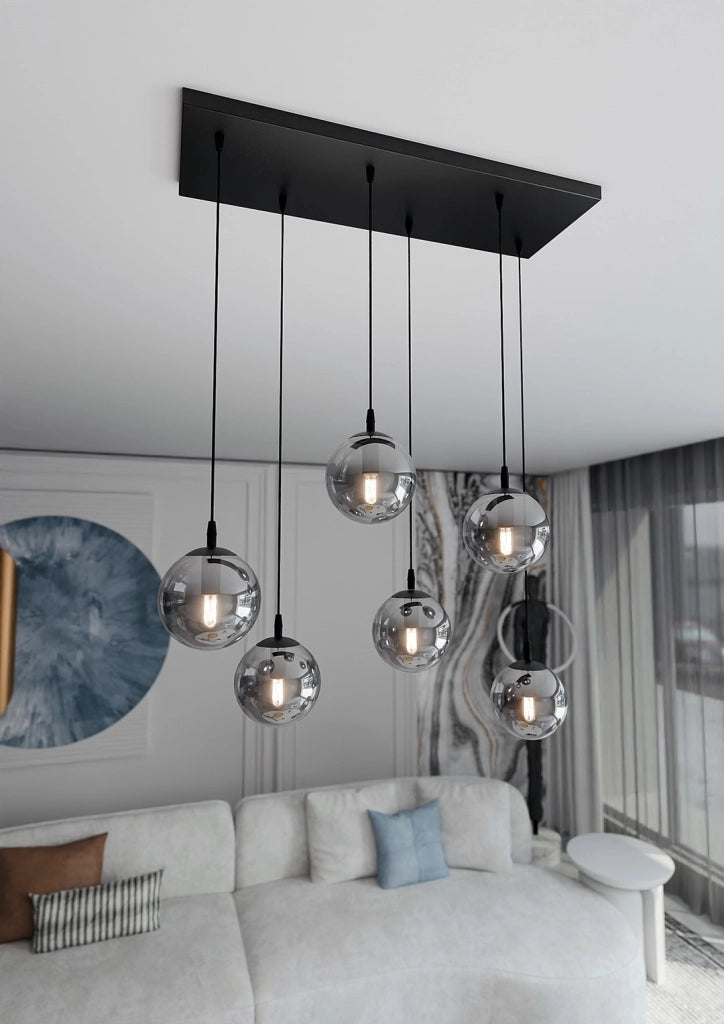 Lampadario Emibig Cosmo 6 luci E14 nero grafite dimmerabile