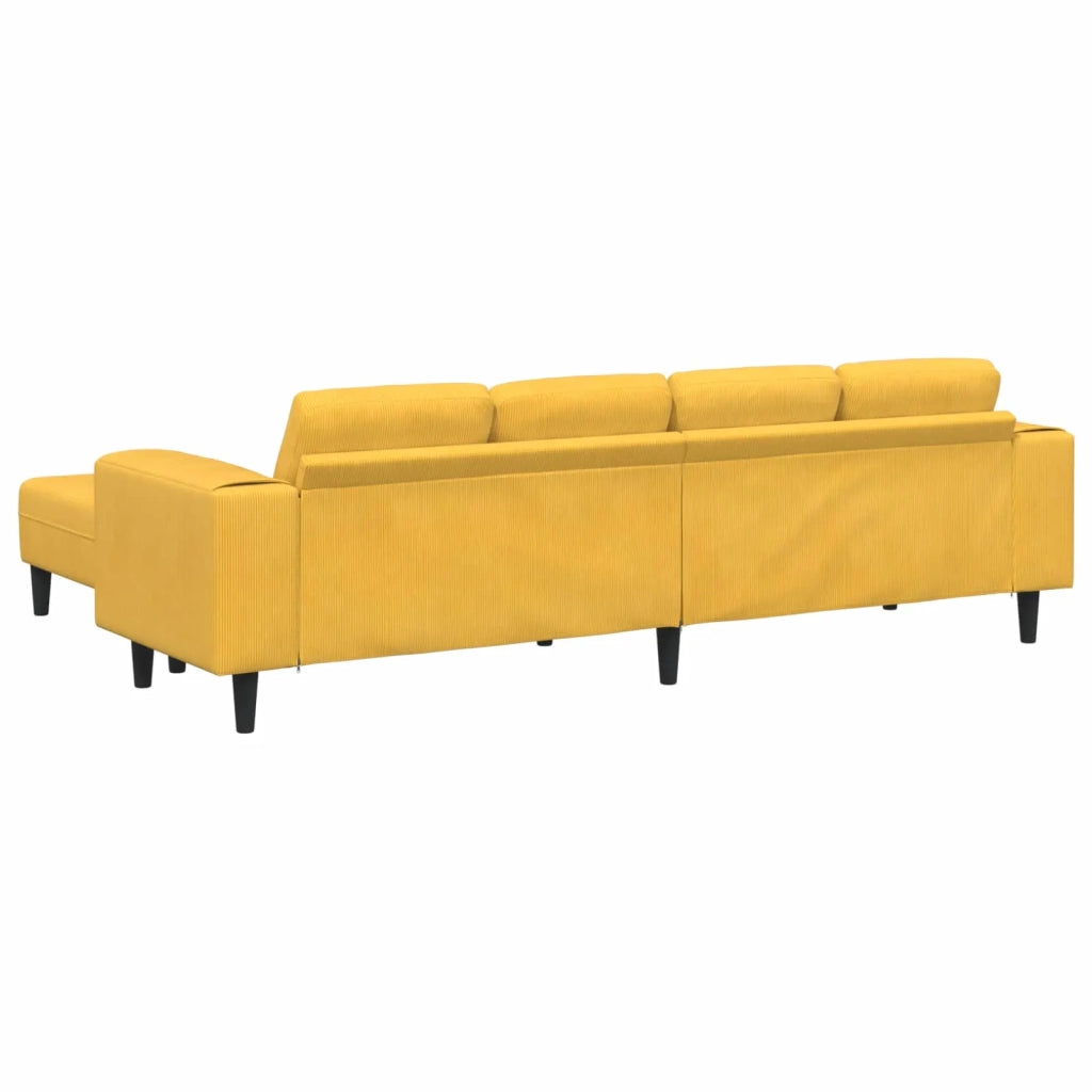 Divano Giallo Chiaro 250 x 188 x 76 cm Tessuto in Cords 3335137