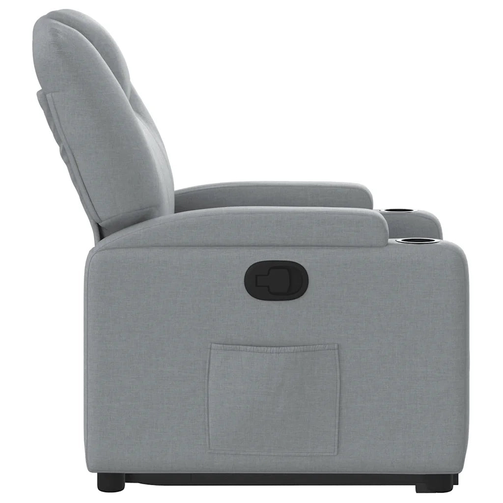 Poltrona | Sedia Relax Alzapersona Reclinabile Grigio Chiaro in Tessuto