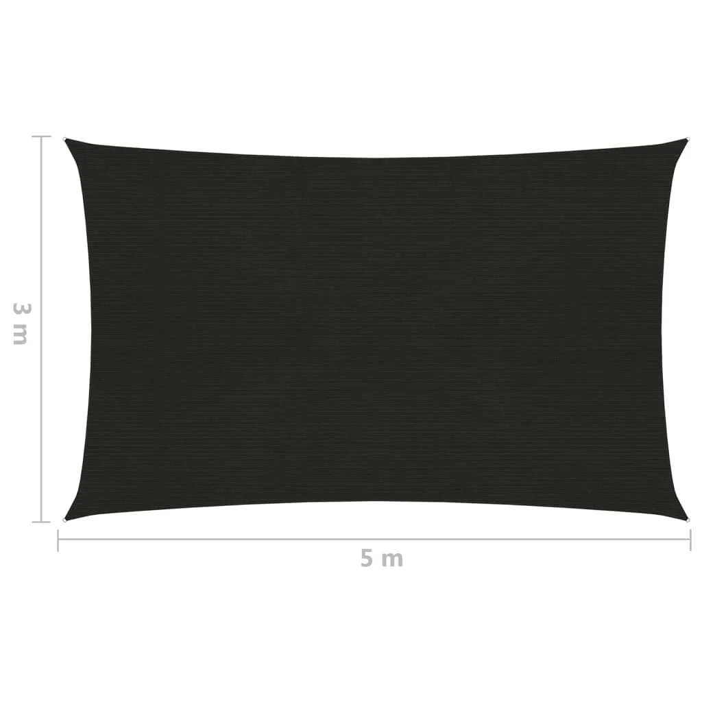 Vela ombreggiante 160 g/m² nera 3 x 5 m HDPE 02_0009206