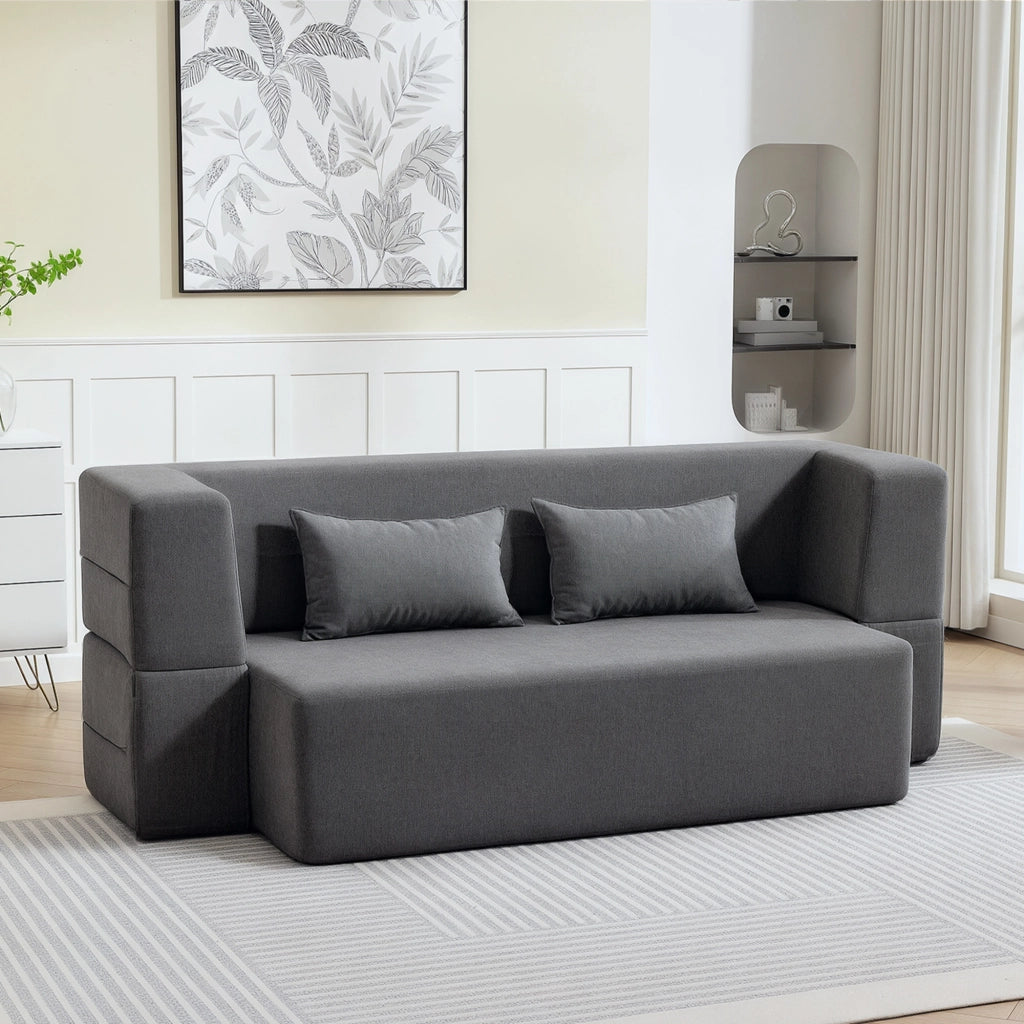 Divano letto 2 posti ¨C Zephmum ¨C Tessuto grigio