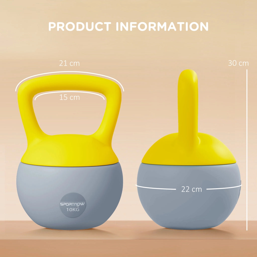 Kettlebell 10kg ¨C Xylo ¨C Impugnatura Antiscivolo Grigio e Giallo