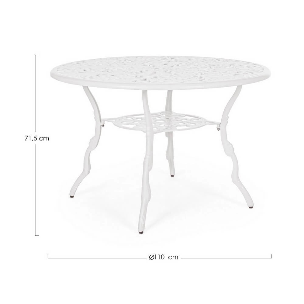 Tavolo da Giardino Rotondo in Alluminio Pressofuso con Decori - REGENCY