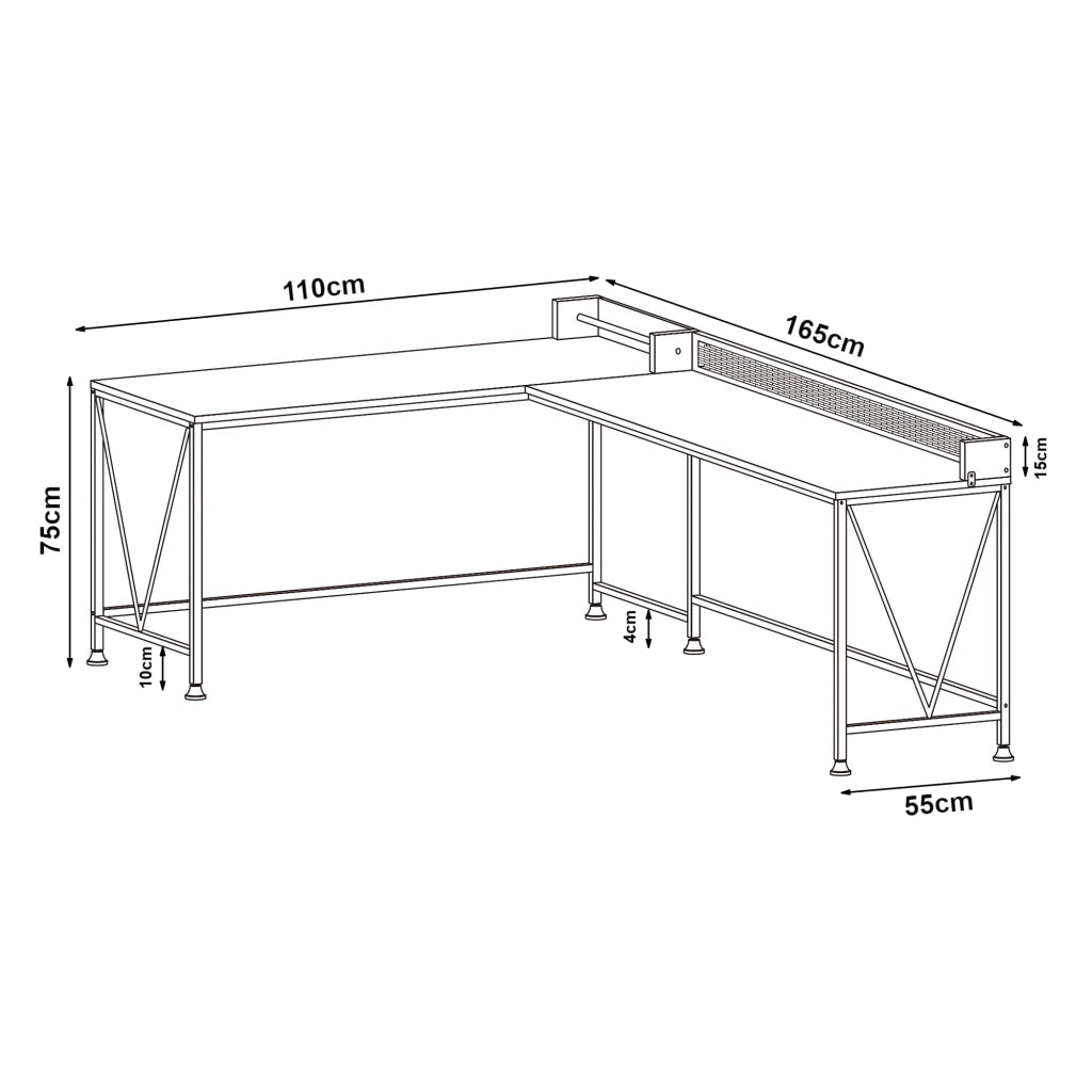 Scrivania/Tavolo da lavoro 165 x 110 x 90 cm Effetto noce nero 03_0009054