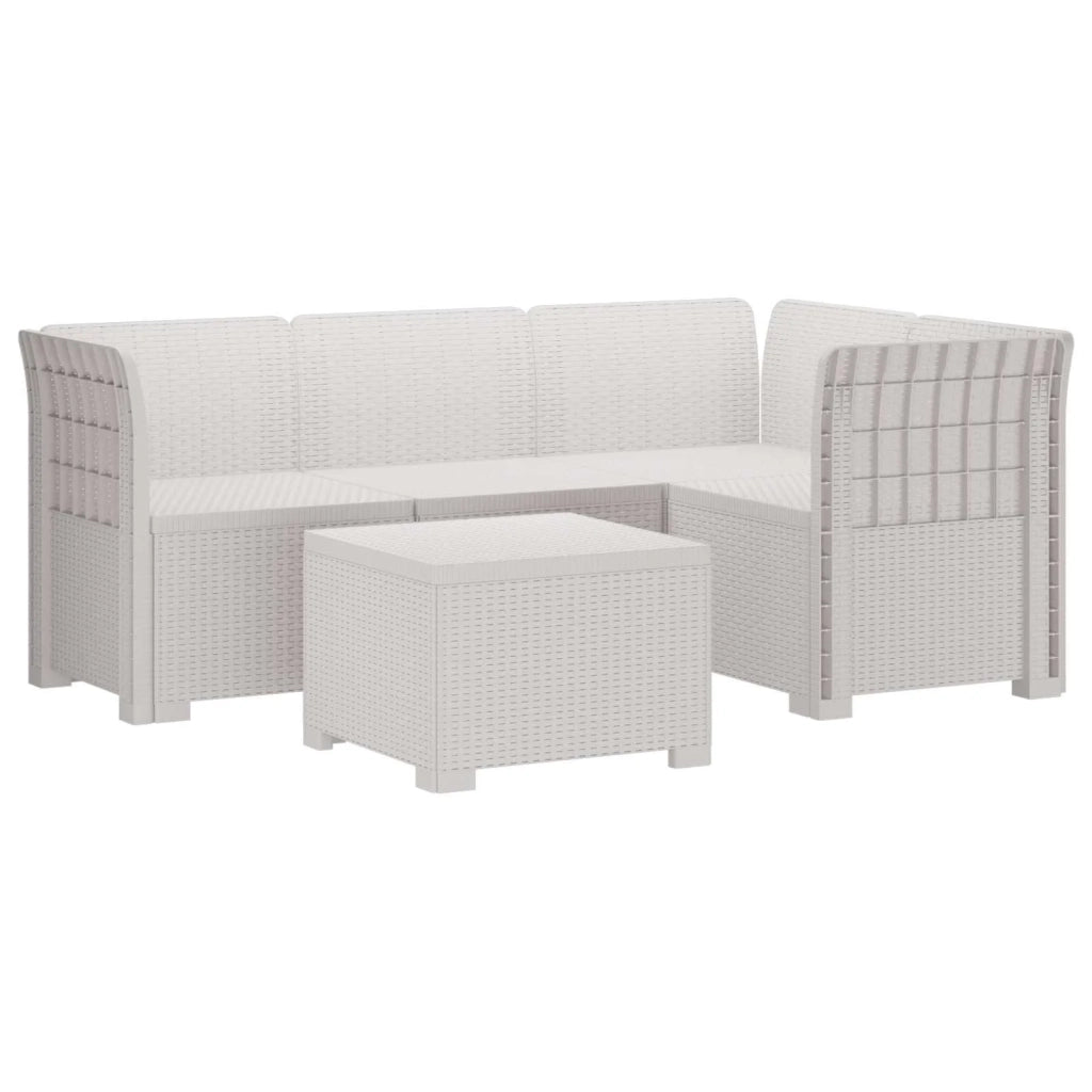 Divano da giardino 4 posti aspetto rattan PP Bianco 3443996