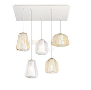 SOSPENSIONE BIANCO 5 LUCI RETTANGOLARE VETRI (ALPHA AM) (BETA AM + TR) (GAMMA TR + AM) 1176BI-S5 R ABG-TA