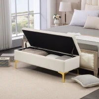 Panca con Spazio di Archiviazione, Resistenza fino a 120kg, 120x44x44.5cm, Beige