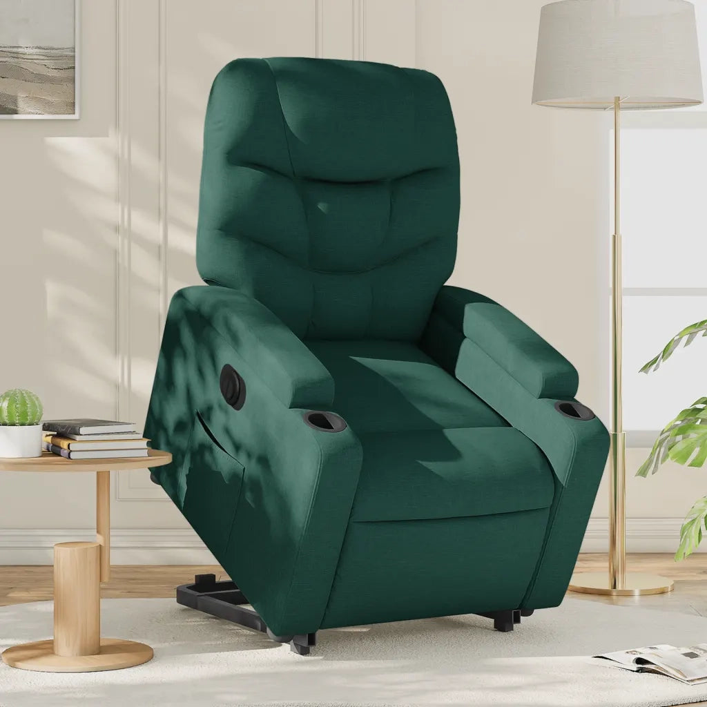 Poltrona Alzapersona Reclinabile Elettrica Verde Scuro Tessuto 3204626