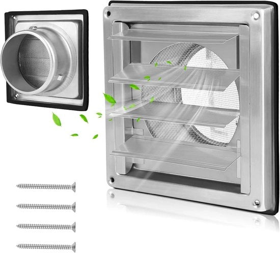 Ventilatore di sfiato 100 mm - Reticolo impermeabile e resistente al vento con rete per insetti - Adatto per tubi VMC e copertura.