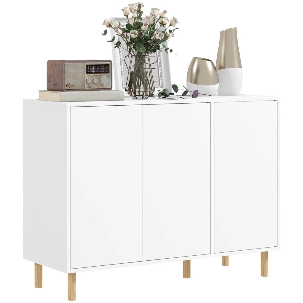 Credenza con 2 Armadietti e 3 Ripiani in Legno ¨C Zephmum ¨C Bianco 107x40x80 cm