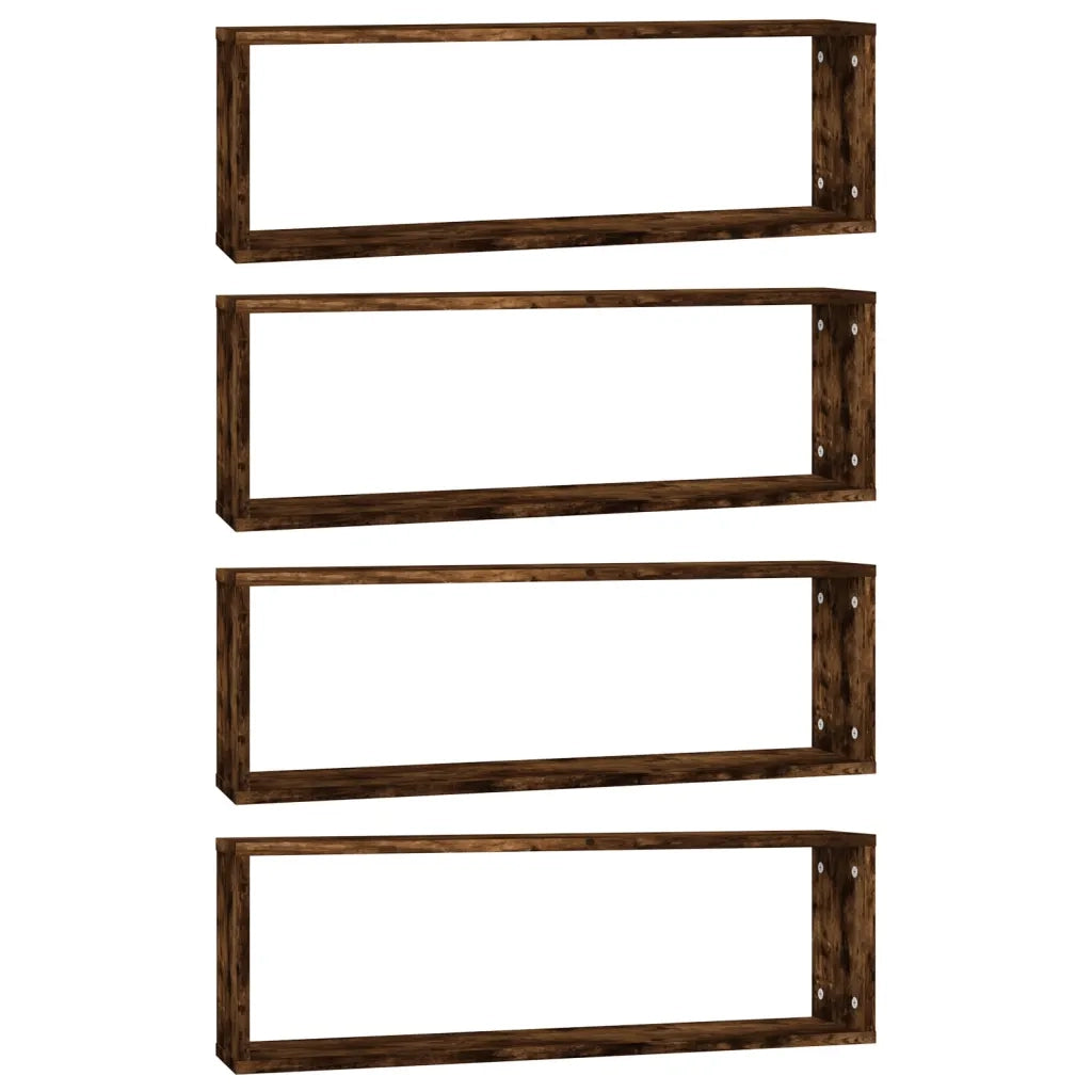 Mensole Muro Cubo 4 Rovere Fumo 80x15x26,5cm Legno Multistrato cod mxl 32906