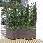 Fioriera da Giardino con Graticcio-Vaso da Esterno-Fioriera con Griglia Marrone 80x80x136 cm in PP