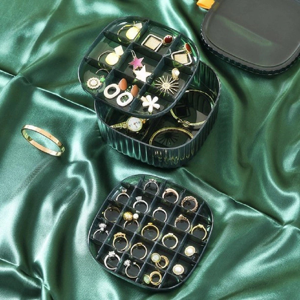 Trade Shop - Scatola Impilabile Trasparente 3 Strati Coperchio Portagioie Donna Portaoggetti -