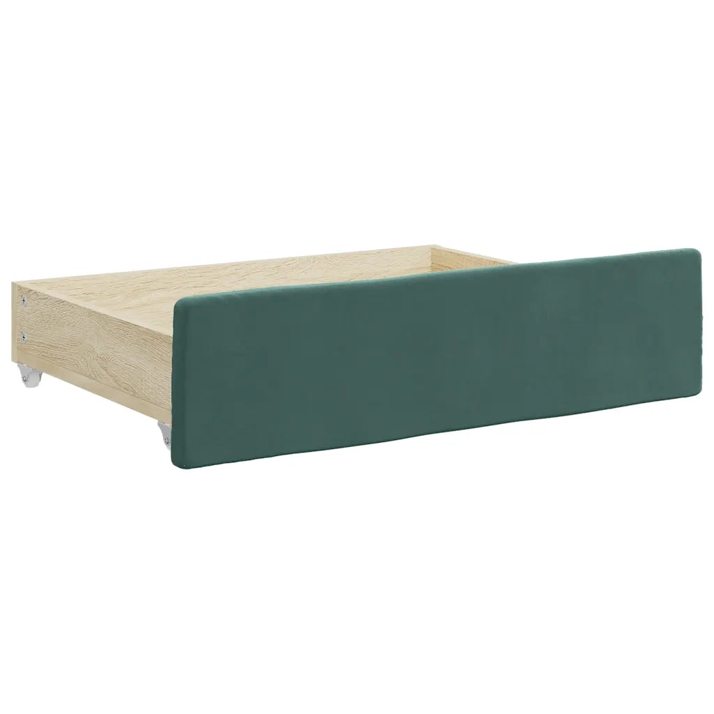 Cassetti da Letto 2 pz Verde Scuro Legno Multistrato e Velluto CFW5355132