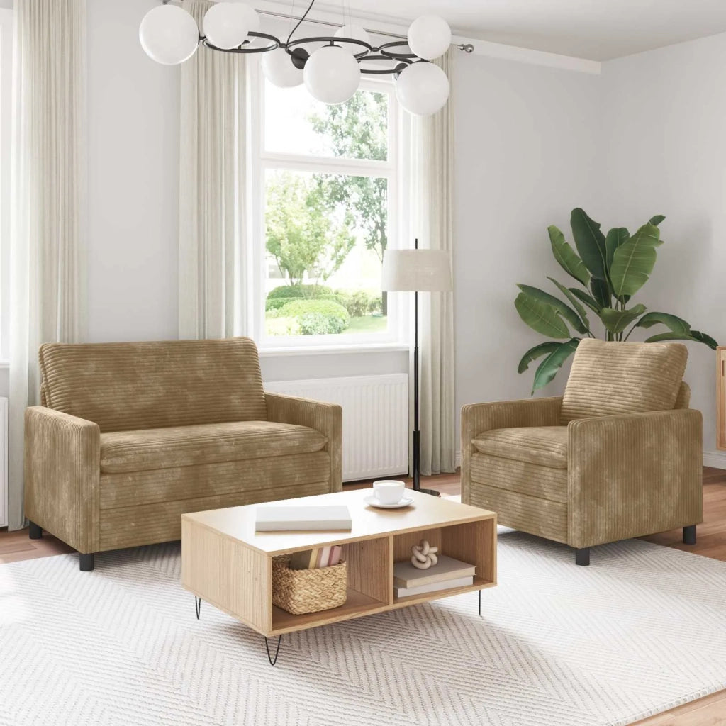 Set di divani 2 pcs Tortora Poliestere