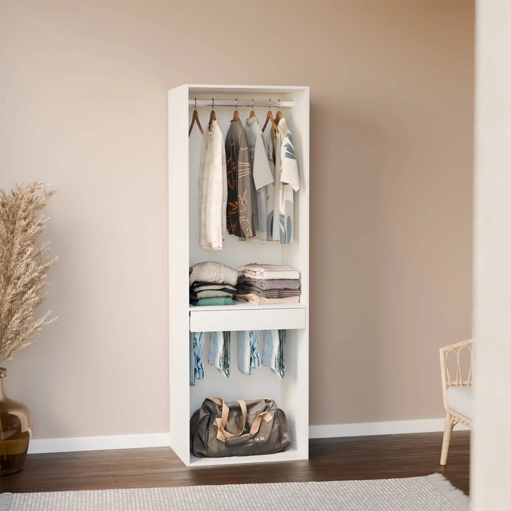 Modulo guardaroba con appendiabiti e portapantaloni, bianco