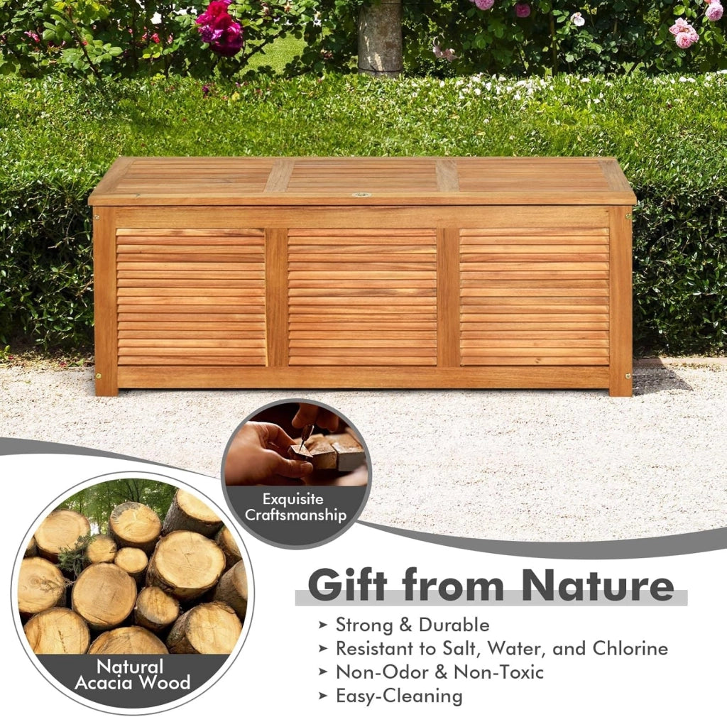 Armadio da Esterno in Legno, Cassapanca Contenitore Interno, Panca Baule Carico di 150 kg, Ideale per Giardino, Patio, Piscina, 120x45x45 cm, Naturale
