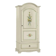 Armadio 1 porta in legno shabby bianco decorato 96x56x196 (584) - Mobili 2G