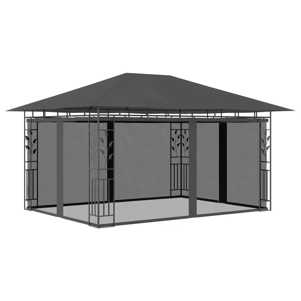 Gazebo con Zanzariera 4x3x2,73 m Antracite 180 g/mÂ² cod mxl 55320