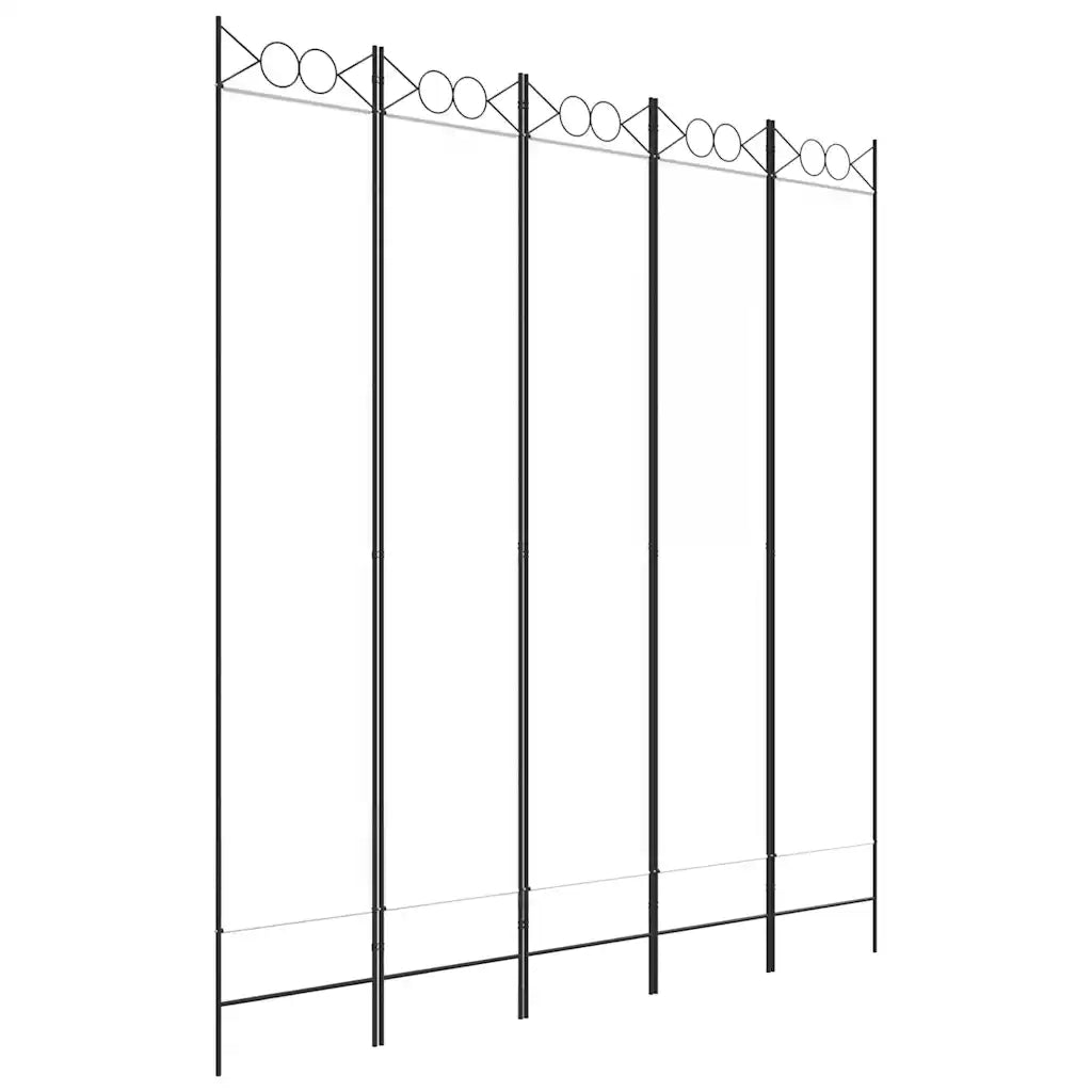 Divisorio a 5 Pannelli Bianco 200x220 cm Tessuto 350170