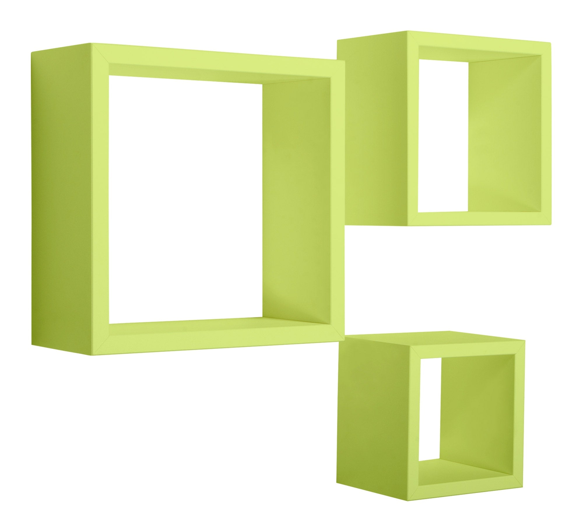 Set 3 Mensole da Parete Cubo in Fibra di Legno Rubic Verde