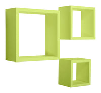 Set 3 Mensole da Parete Cubo in Fibra di Legno Rubic Verde