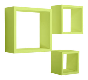 Set 3 Mensole da Parete Cubo in Fibra di Legno Rubic Verde