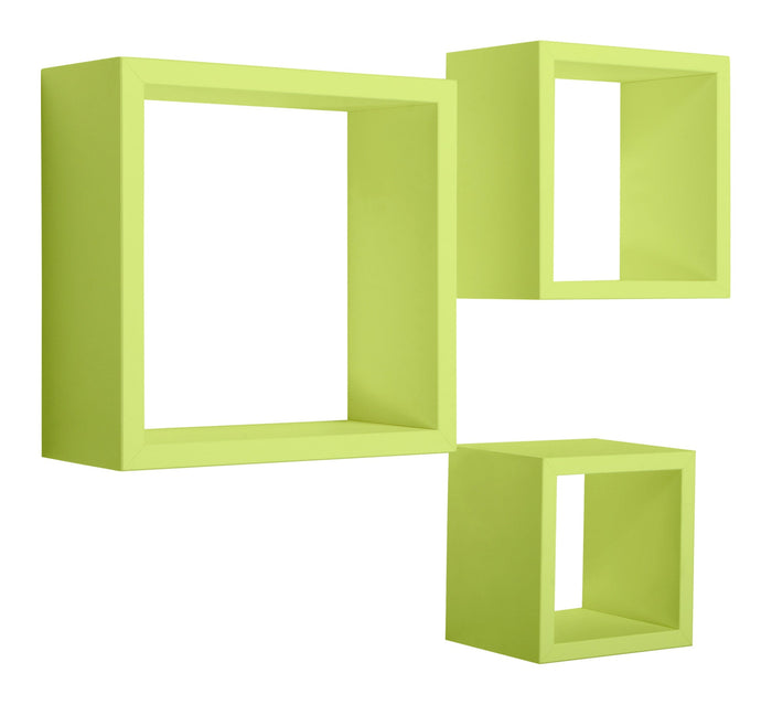 Set 3 Mensole da Parete Cubo in Fibra di Legno Rubic Verde