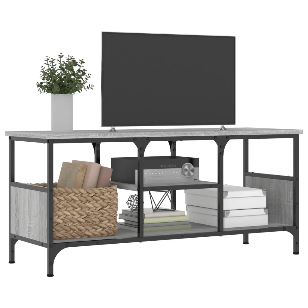 Mobile TV-Credenza TV-Console TV Grigio Sonoma 100x35x45 cm Legno Multistrato e Ferro