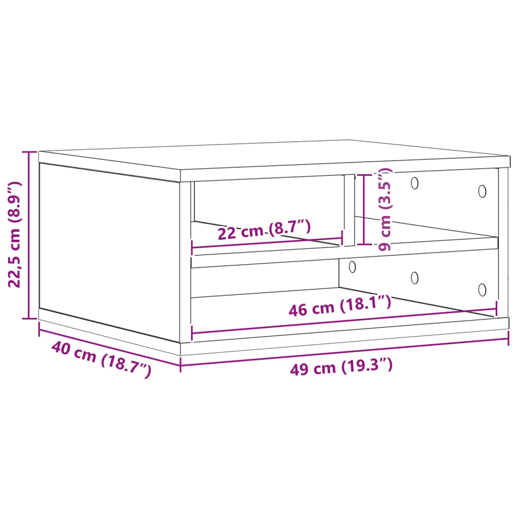 Supporto per Stampante Rovere Artigianale 49x40x22,5 cm Legno Ingegnerizzato
