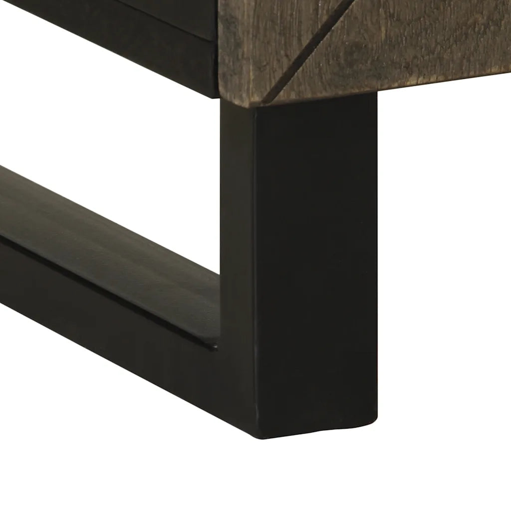 Comodino-Tavolino da notte Nero 50x33x60 cm in Legno Massello di Mango 889339