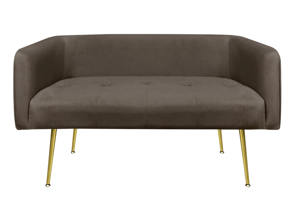 Divano Due Posti In Velluto Gambe In Acciaio Color Oro Divanetto 2 Persone 126x49x57 Cm Design Moderno Soggiorno Panca Pie Di Letto - Testa di moro