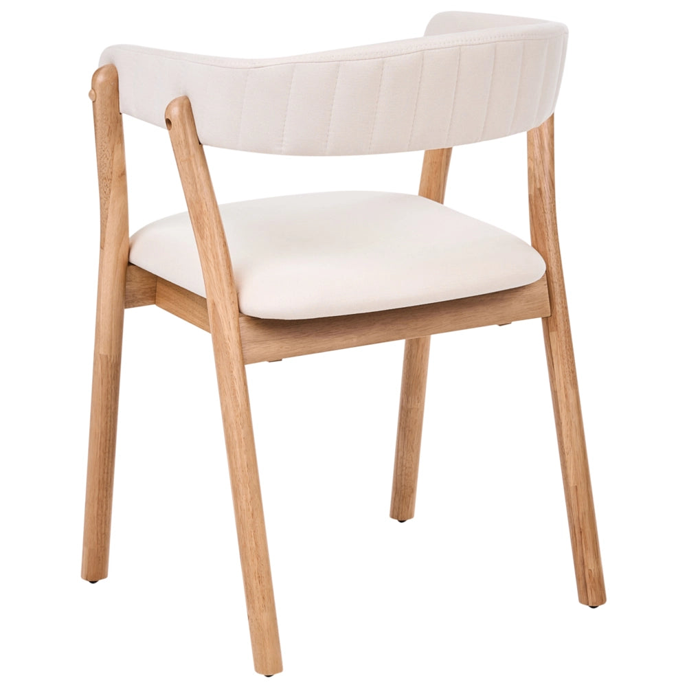 Set di 2 sedie da pranzo in legno chiaro e tessuto poliestere bianco sporco Gambe in legno di gomma Stile retrò tradizionale