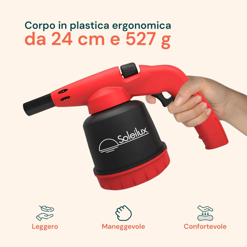 Lampada Saldatore Per Saldare Con accensione Piezo Cannello Accendi Fuoco + 2 Bombole Gas Butano