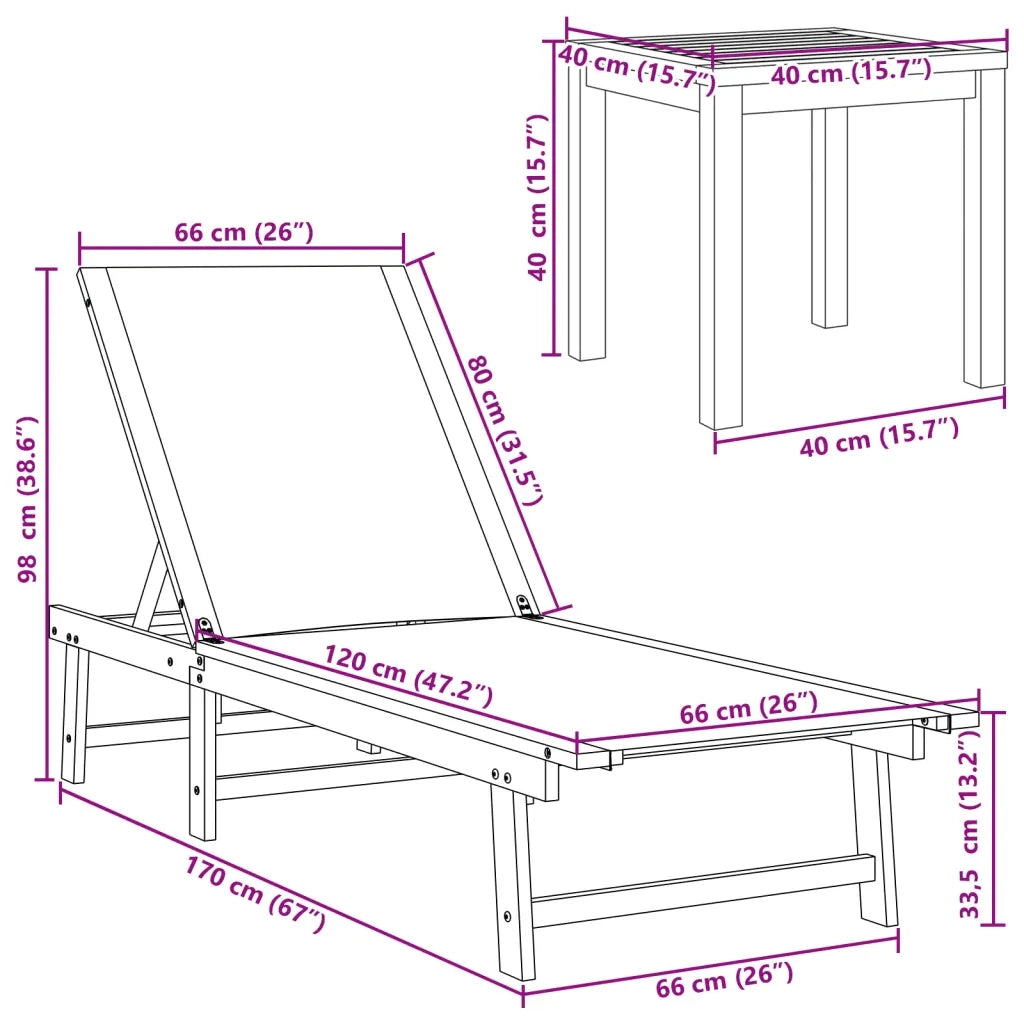 Lettini Prendisole 2 pz e Tavolo Grigio Legno Acacia/Textilene 3279253