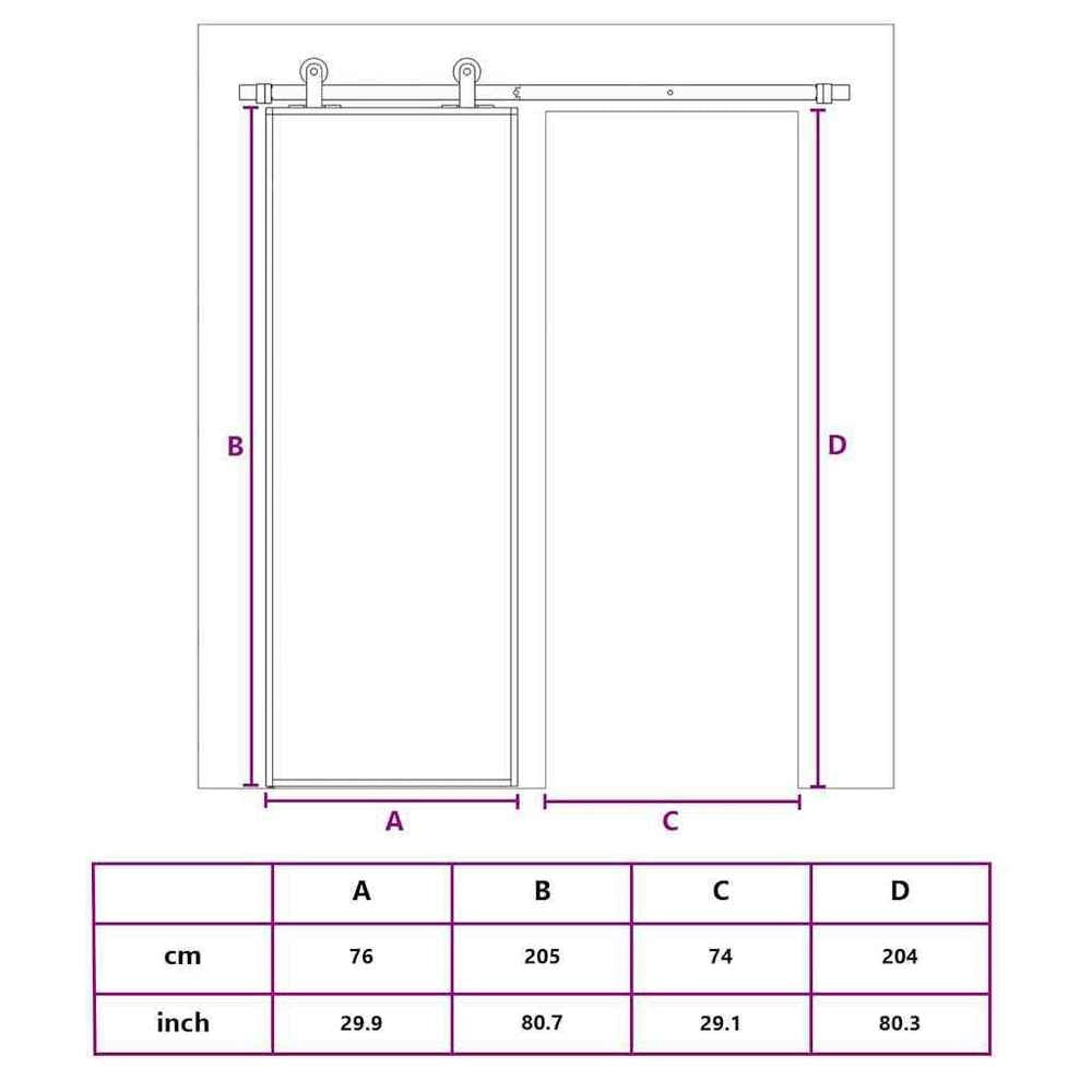 Sliding Door Black 76x205 Cm Tempered Safety Glass And Aluminum