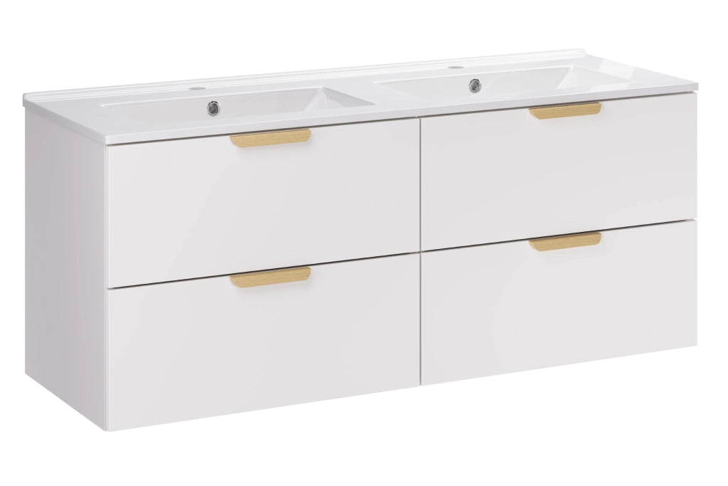Set mobili bagno 120 cm con lavabo per mobile Lava Aster White 120 cm