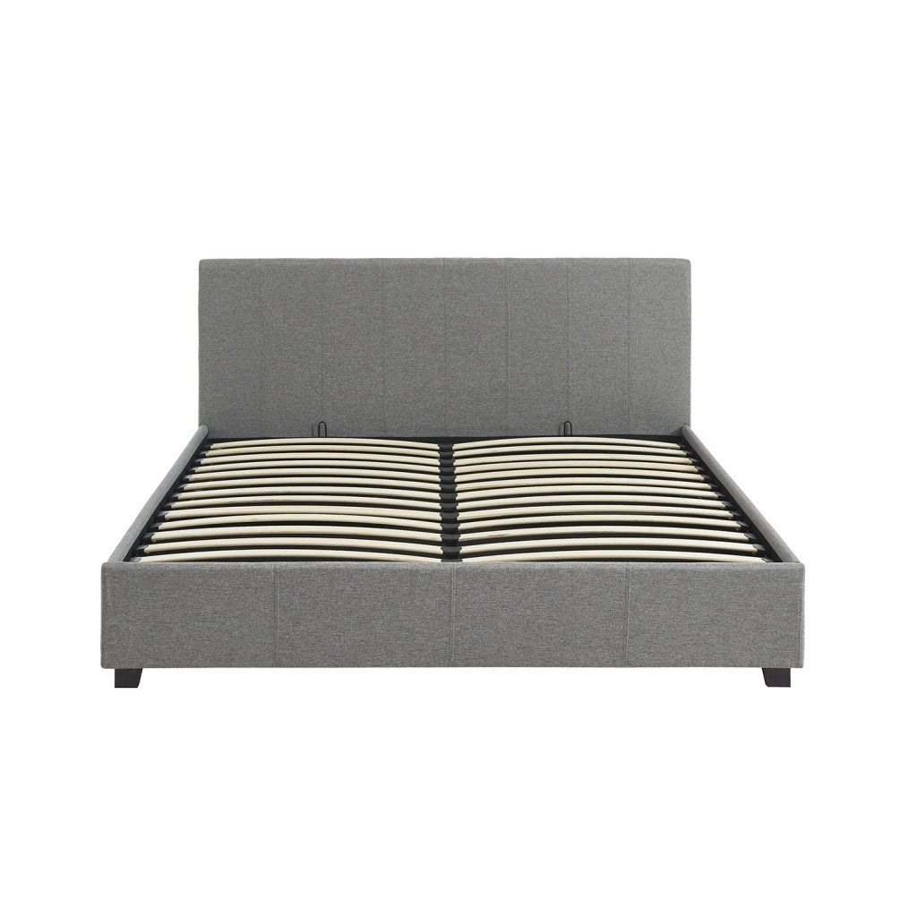 Letto a cassettone con rete a doghe e testiera, 160x200cm, grigio