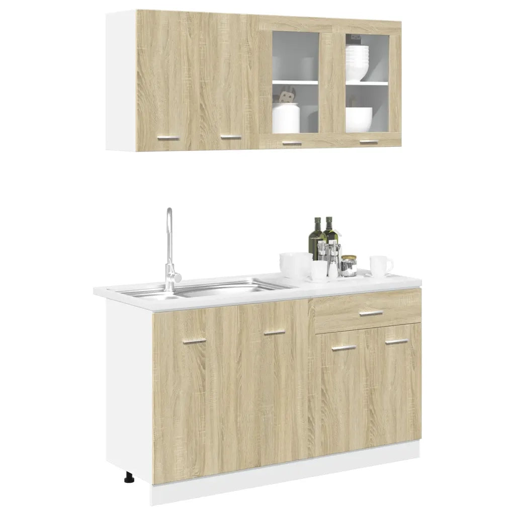 Set di Mobili Porta TV 4 pz-Credenza per TV Lyon Rovere Sonoma in Truciolato