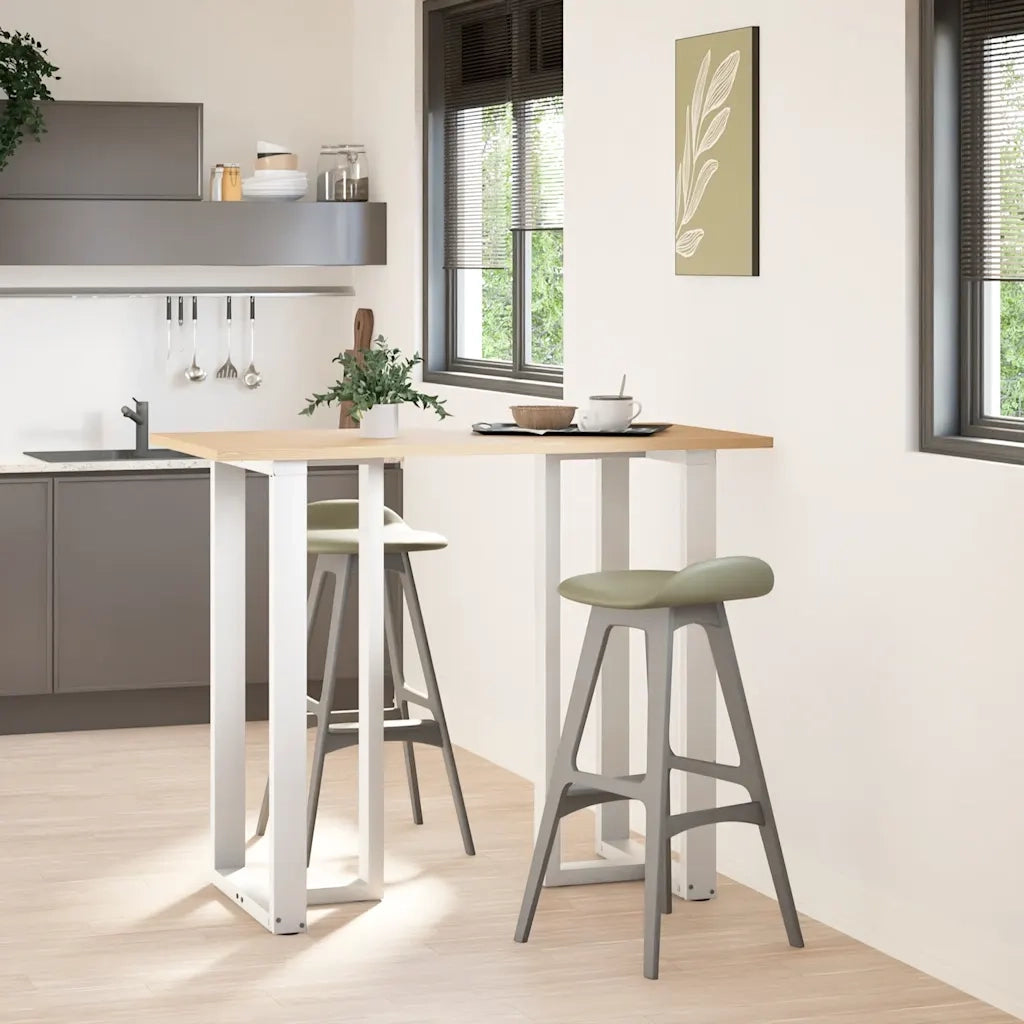 Gambe per tavolo da bar a forma di T 2 pz bianche 60x35x(110-111) cm in acciaio