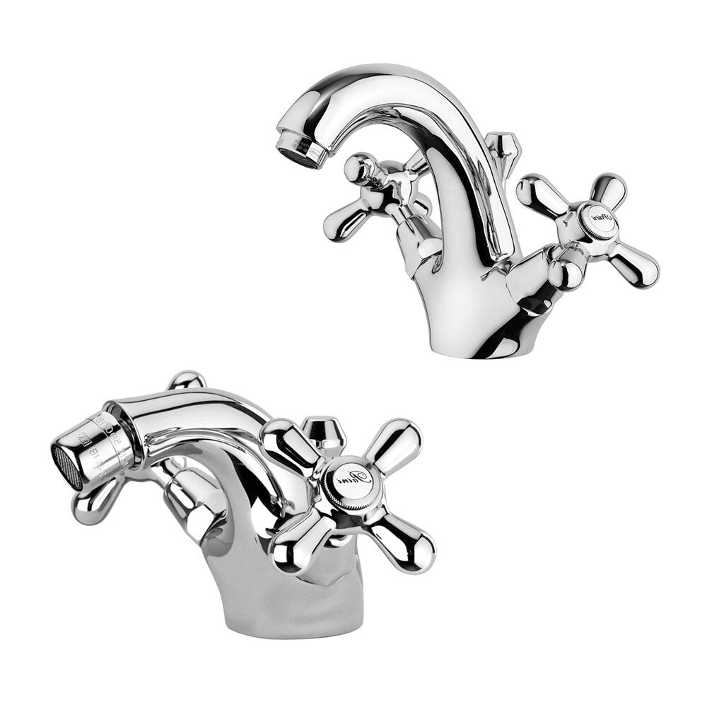 Set rubinetti lavabo e bidet con manopole monoforo cromo in stile classico Liberty Paini