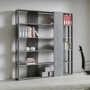 Composizione Libreria B Kato 6R 2 fianchi 4 fasce lunghe - Cemento