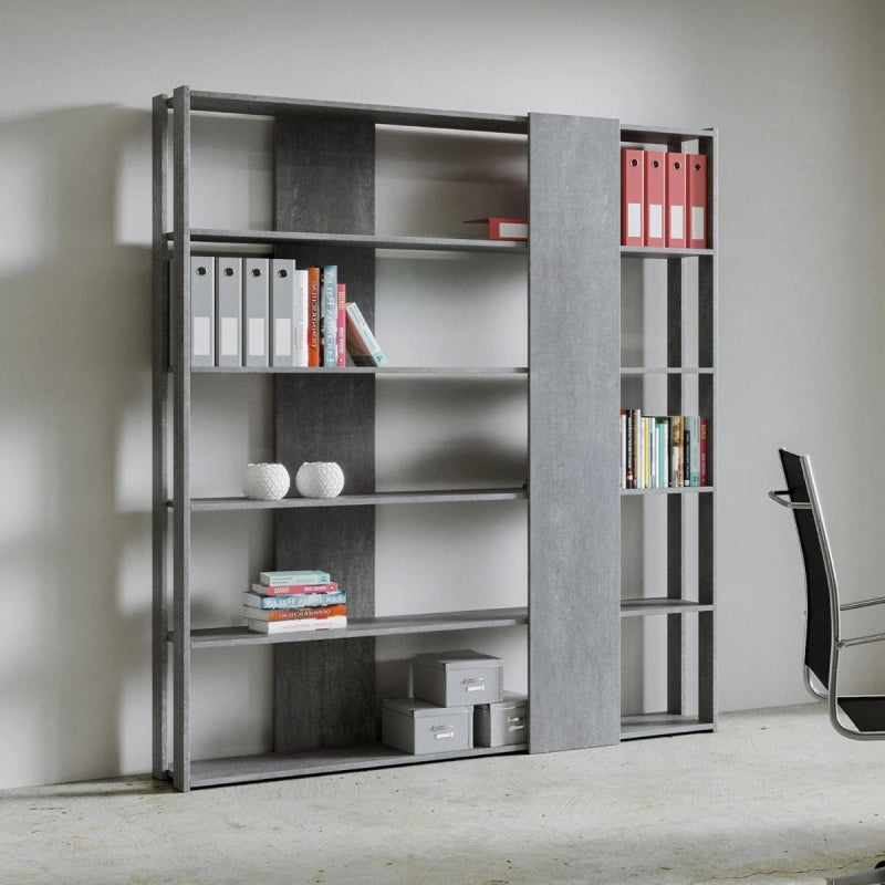 Composizione Libreria B Kato 6R 2 fianchi 4 fasce lunghe - Cemento