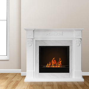 Camino a Bioetanolo da Pavimento 121x38x108 cm Truman Bianco Effetto Marmo