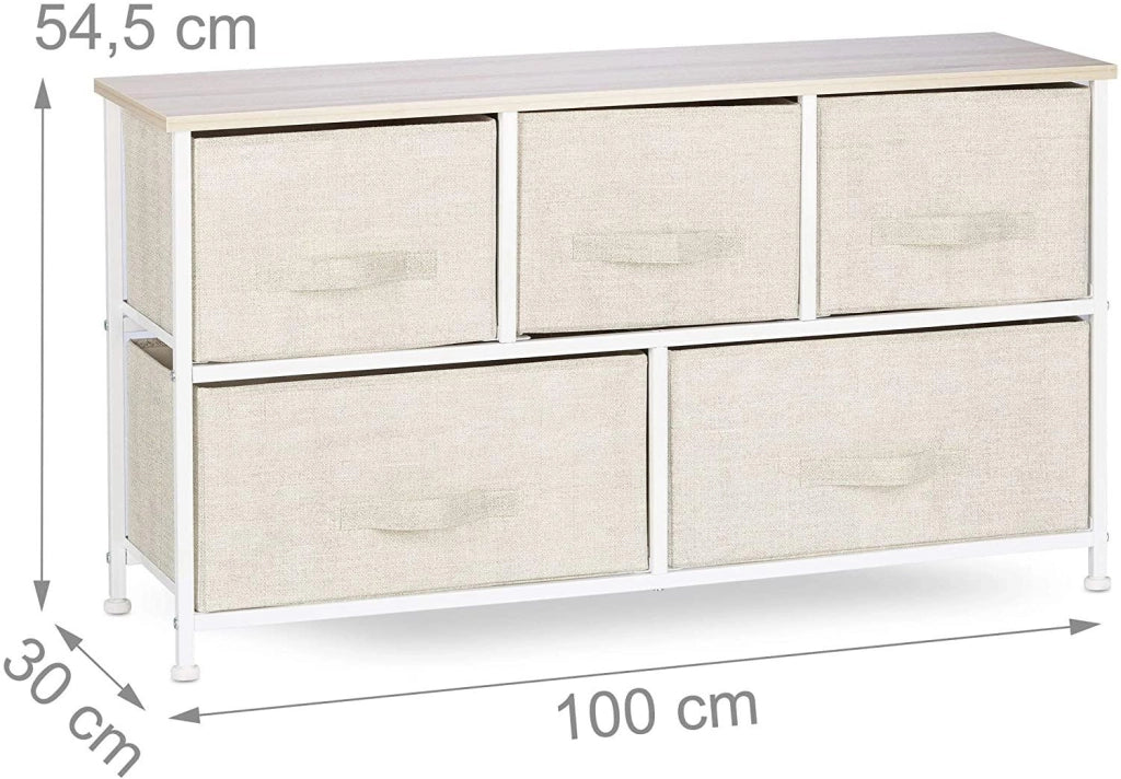 Cassettiera mobile contenitore mensola con cassetti tessuto beige 13_0002582_6