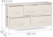 Cassettiera mobile contenitore mensola con cassetti tessuto beige 13_0002582_6