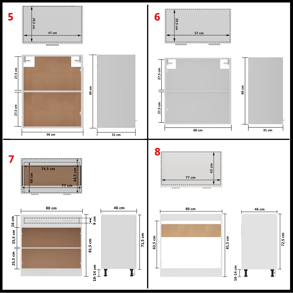 Set Armadi da Cucina 11 pz Lyon Bianco in Truciolato 3067664